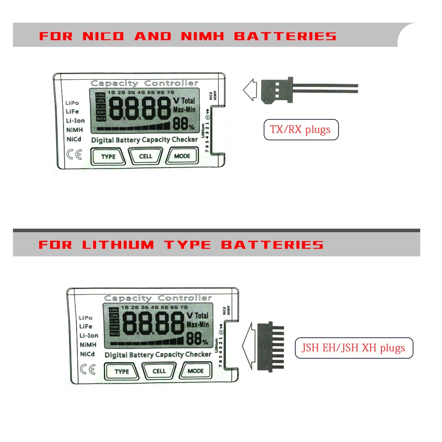 Drone Battery Alarm - Цифровой измеритель емкости аккумуляторов RC Cellmeter