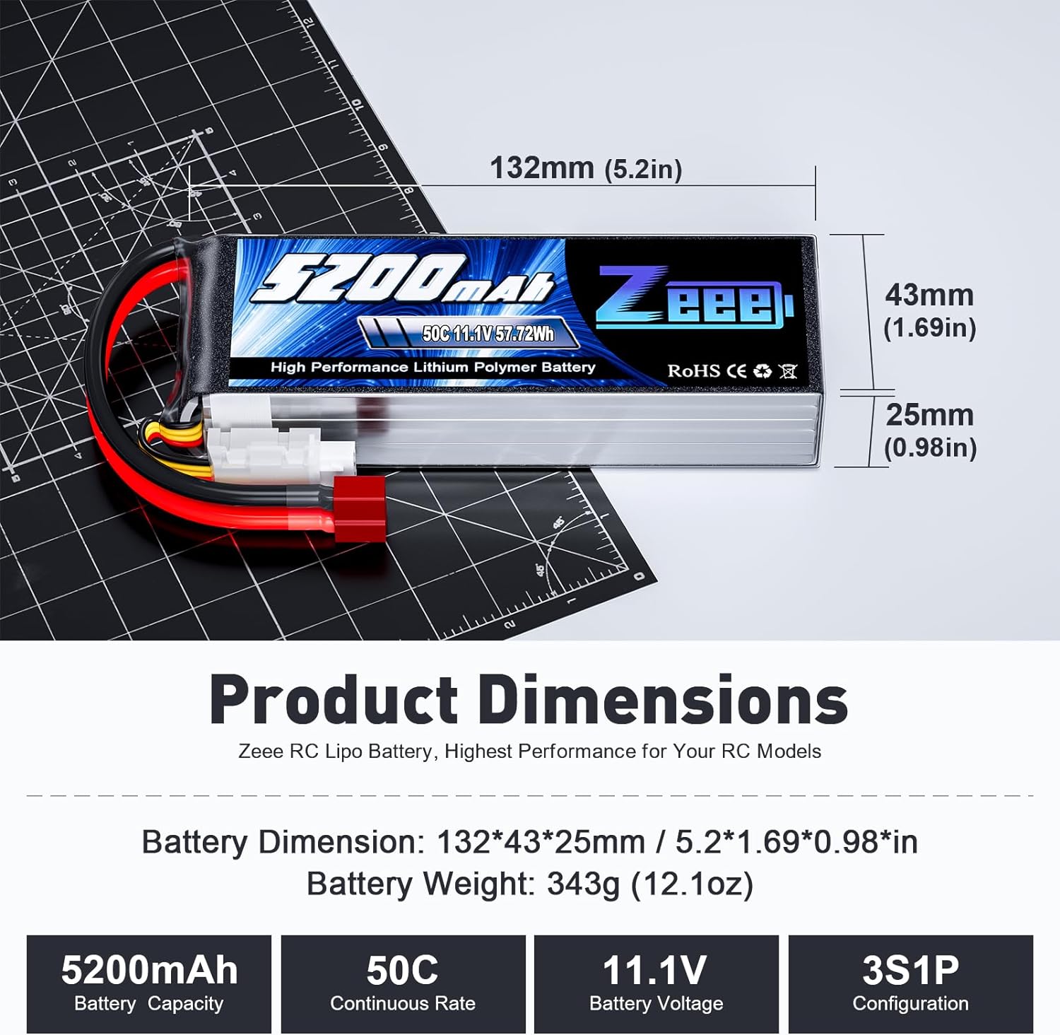 1/2 единицы Zeee 11,1 В 50C 52 – обзор и цена Drone Battery 3S